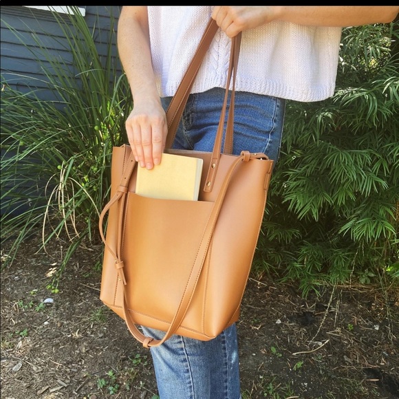 HENRY + LEV 2 in 1 Vegan Leather Brown Tote Bag - Picture 1 of 6